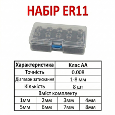 ER11- 8шт АA (1-8мм) Набір цанг